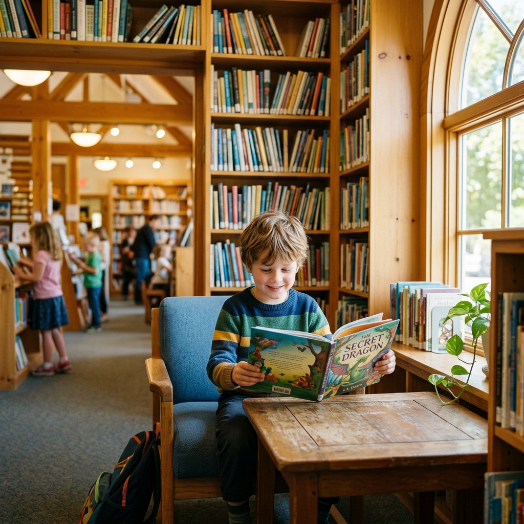 Child reading a book